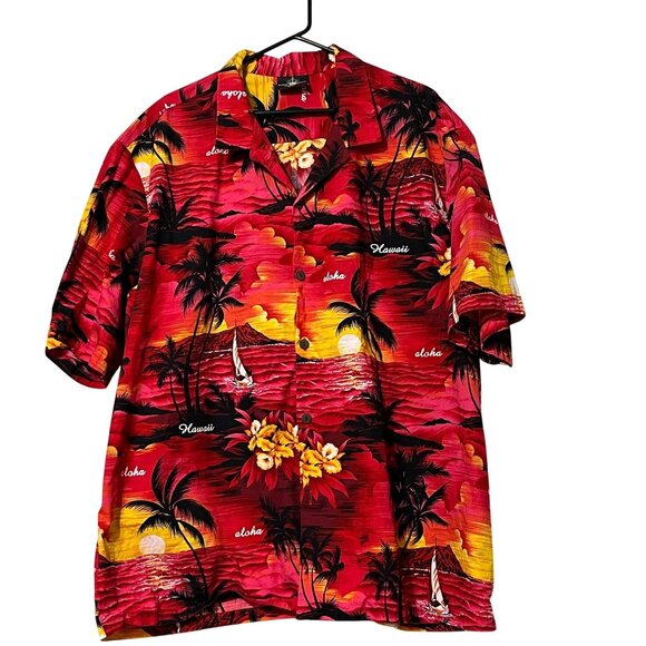 Royal Hawaiian Creations 4XL Red Aloha Shirt Palm Trees Made Hawaii - Picture 1 of 7